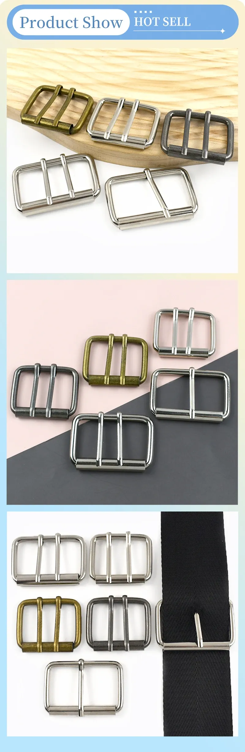 Lot de 2 à 10 boucles ceinture métal 40 à 50 mm