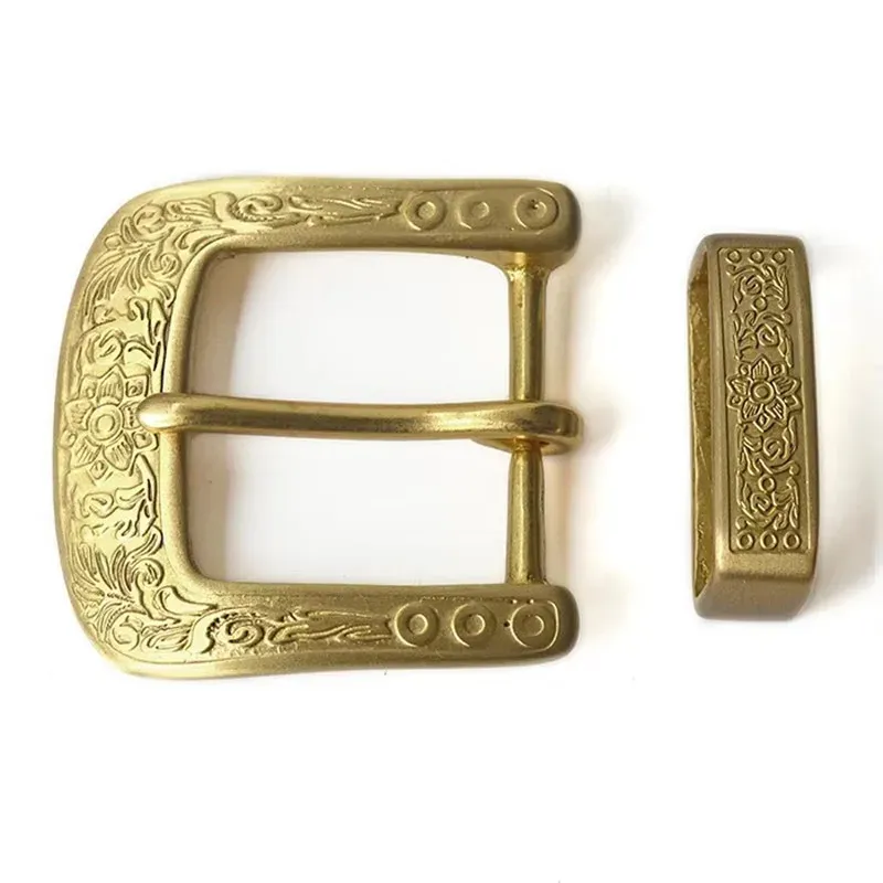 Lot de 2 boucles ceinture laiton 40 mm sculptées