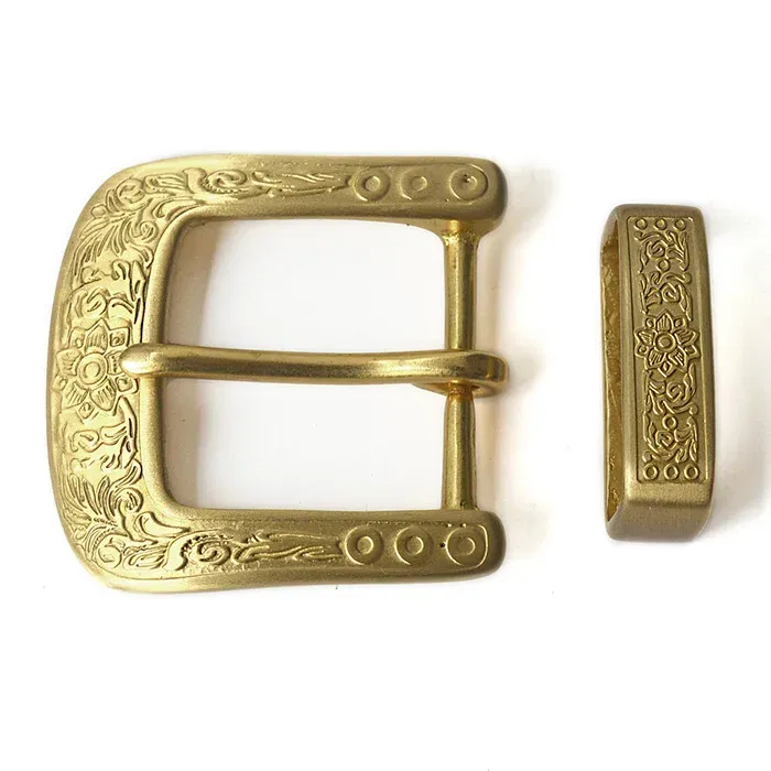 Lot de 2 boucles ceinture laiton 40 mm sculptées