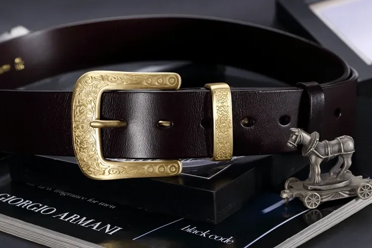Lot de 2 boucles ceinture laiton 40 mm sculptées