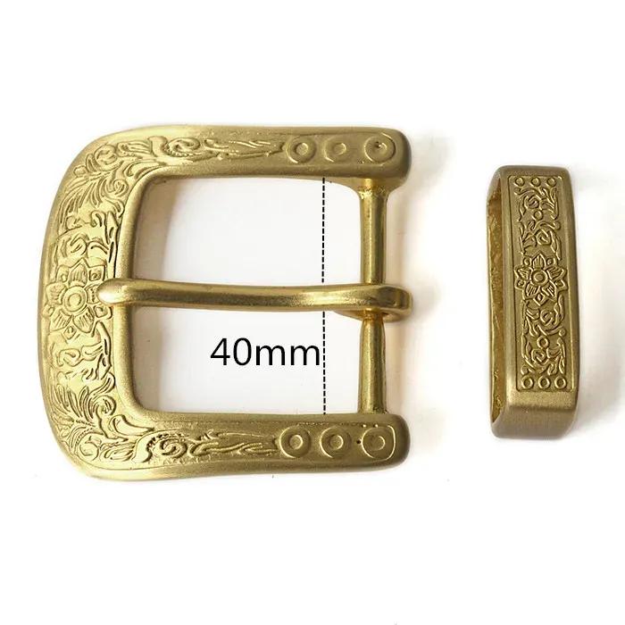 Lot de 2 boucles ceinture laiton 40 mm sculptées