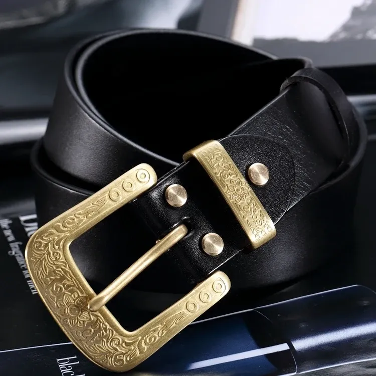 Lot de 2 boucles ceinture laiton 40 mm sculptées