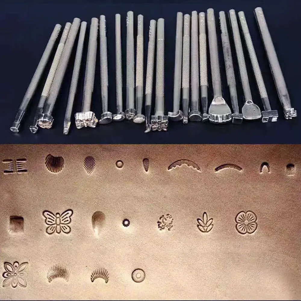 Lot de 20 outils d'impression et sculpture pour cuir