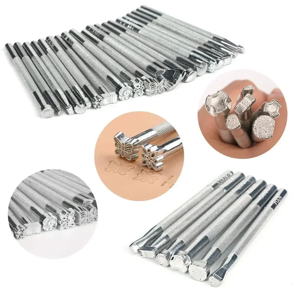Lot de 20 outils d'impression et sculpture pour cuir