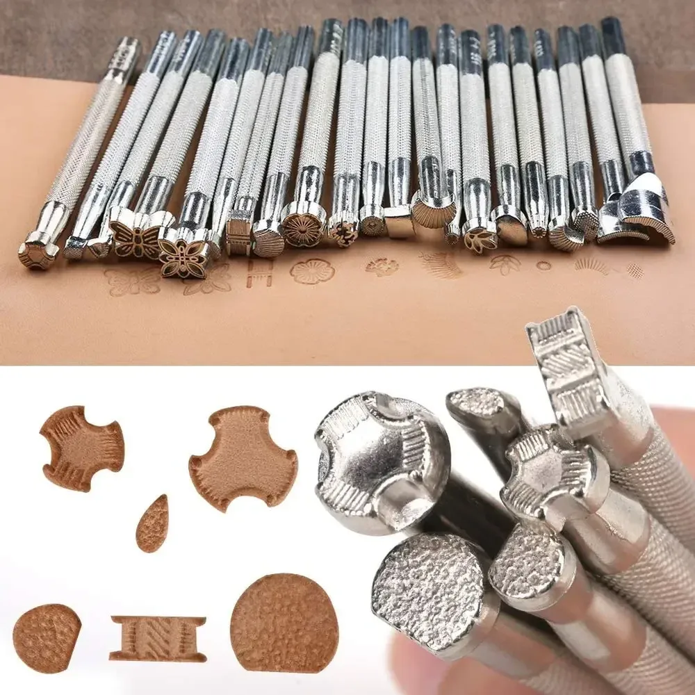Lot de 20 outils d'impression et sculpture pour cuir
