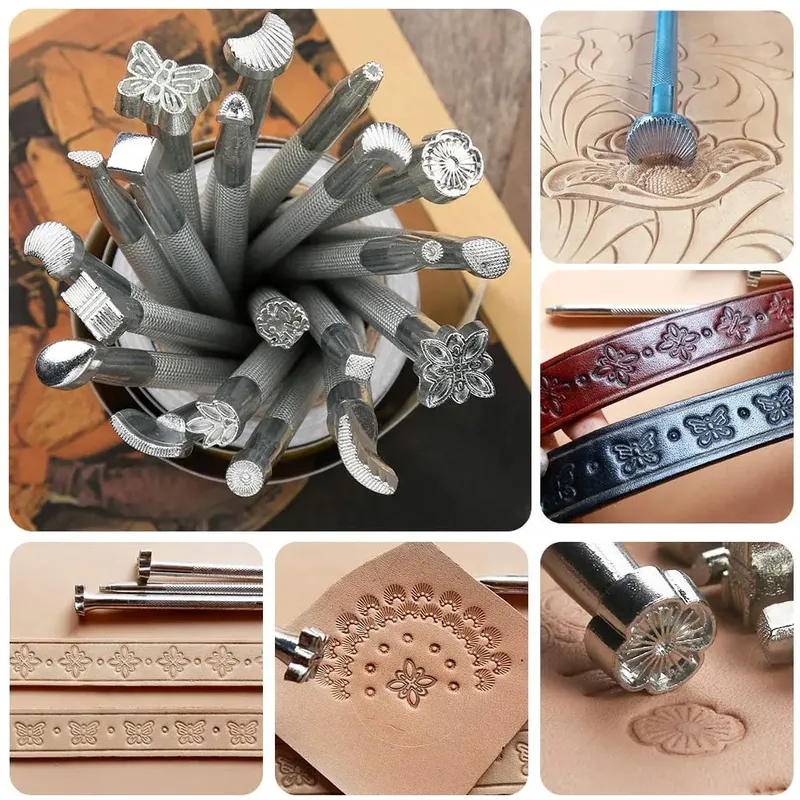 Lot de 20 outils d'impression pour cuir