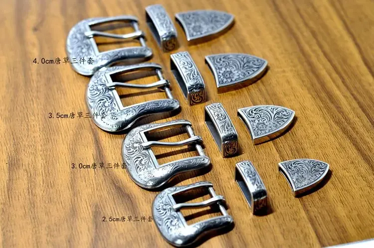 Lot de 3 boucles ceinture métal 25 à 40 mm sculptées