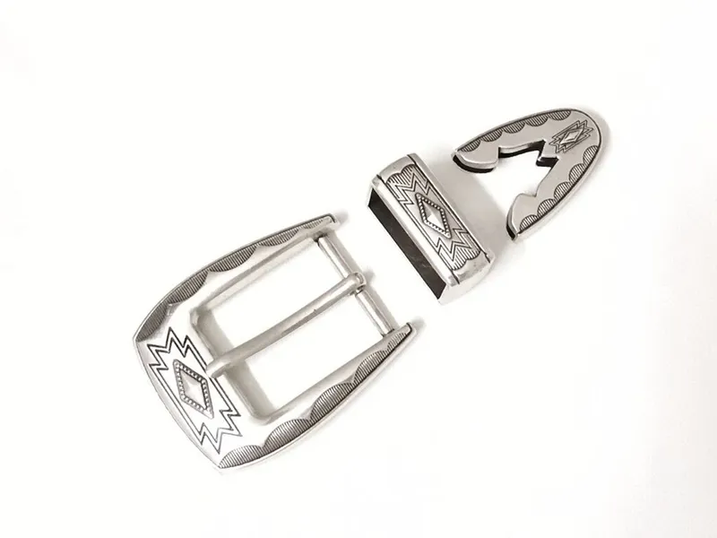 Lot de 3 boucles ceinture western argent 30 mm