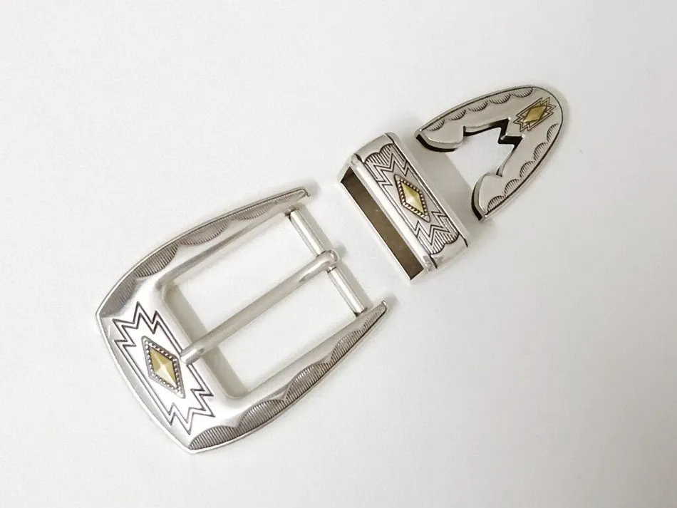 Lot de 3 boucles ceinture western argent 30 mm