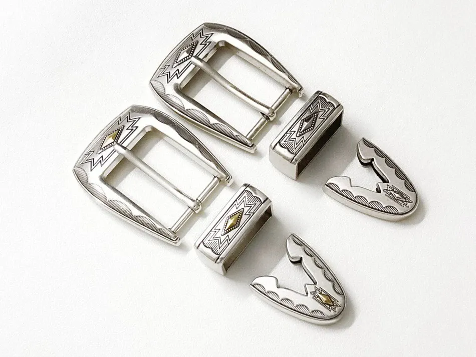 Lot de 3 boucles ceinture western argent 30 mm