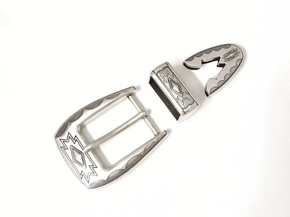 Lot de 3 boucles ceinture western argent 30 mm