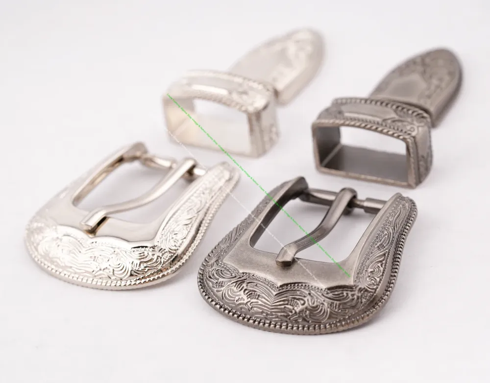 Lot de 3 boucles ceinture western métal 1 pouce