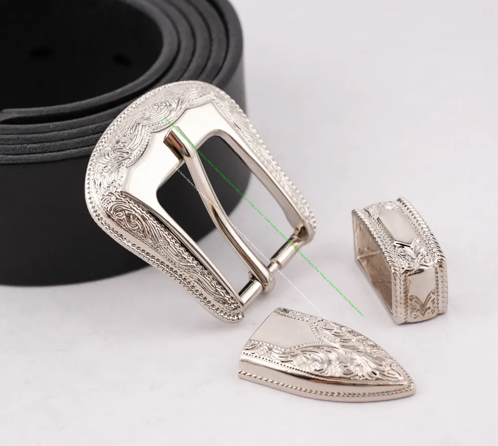 Lot de 3 boucles ceinture western métal 1 pouce