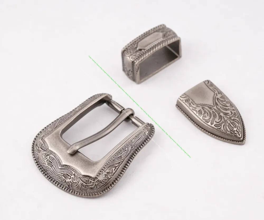 Lot de 3 boucles ceinture western métal 1 pouce