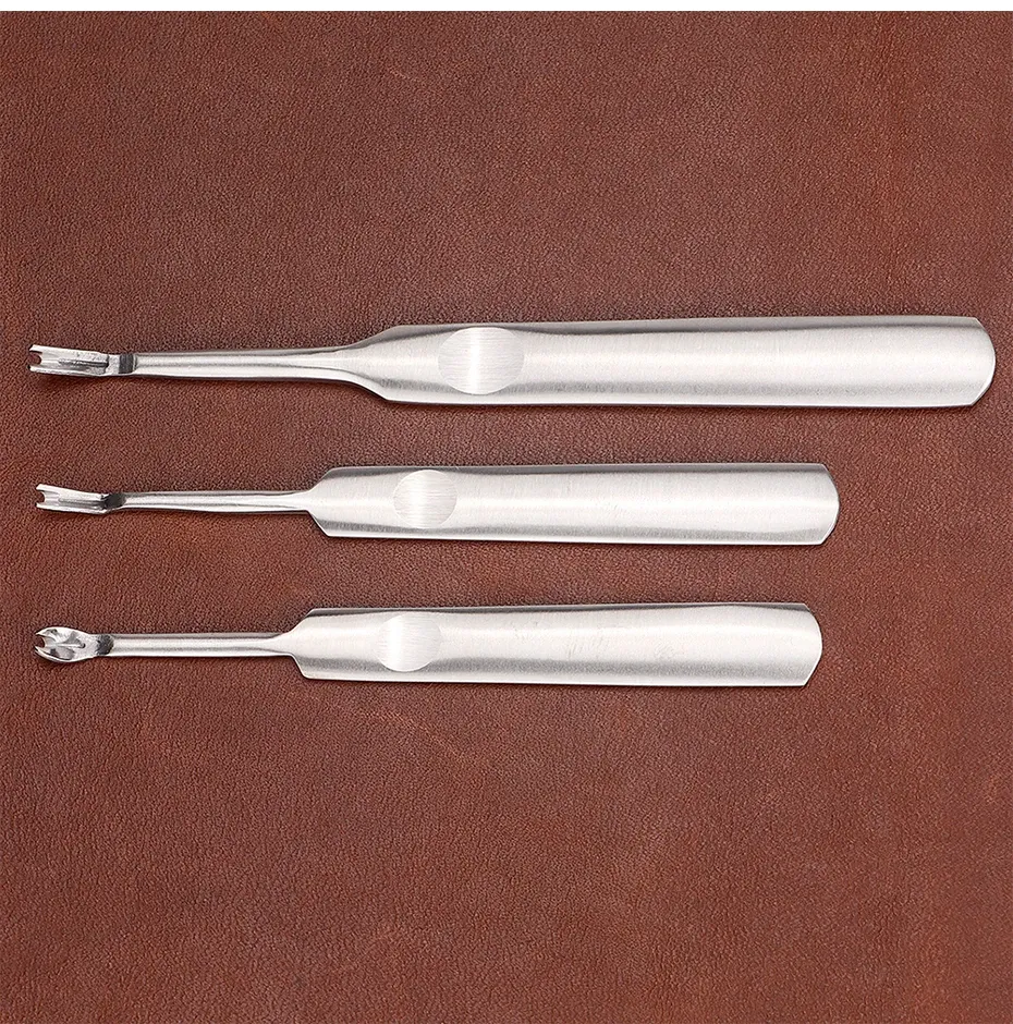 Lot de 3 outils de rainurage et brunissage du cuir