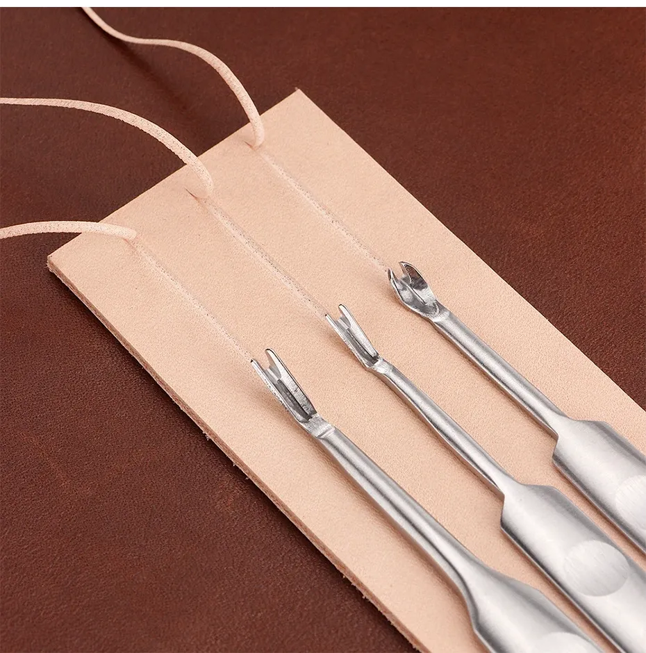 Lot de 3 outils de rainurage et brunissage du cuir