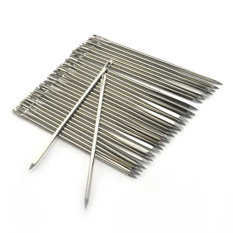 Lot de 30 aiguilles cuir triangulaires 5,2 à 7 cm inox