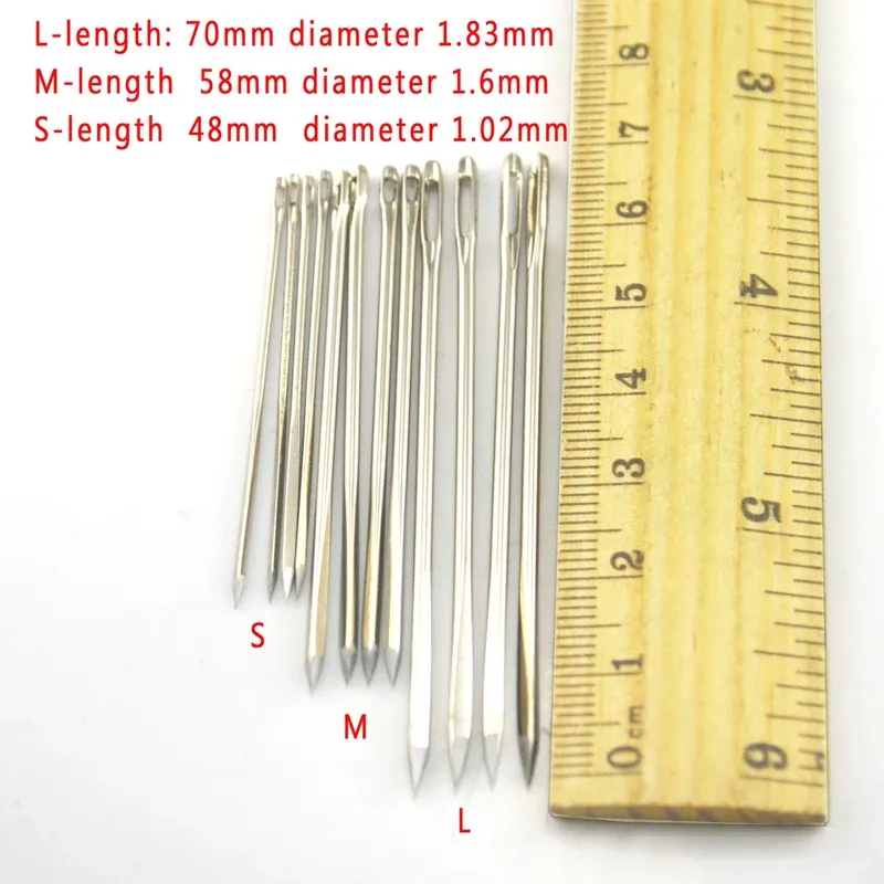 Lot de 30 aiguilles cuir triangulaires 5,2 à 7 cm inox
