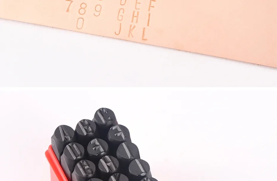 Lot de 36 poinçons alphabet et chiffres 2 à 6 mm