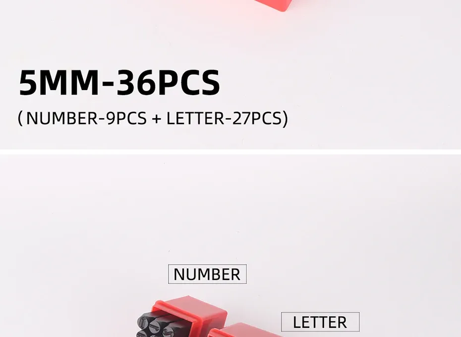 Lot de 36 poinçons alphabet et chiffres 2 à 8 mm