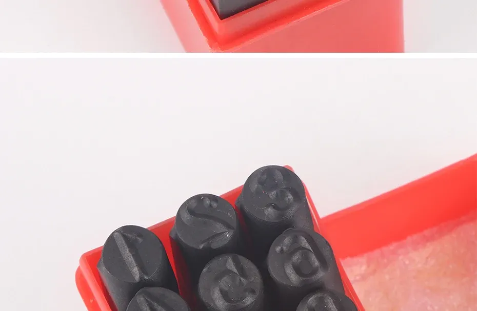 Lot de 36 poinçons alphabet et chiffres 2 à 8 mm