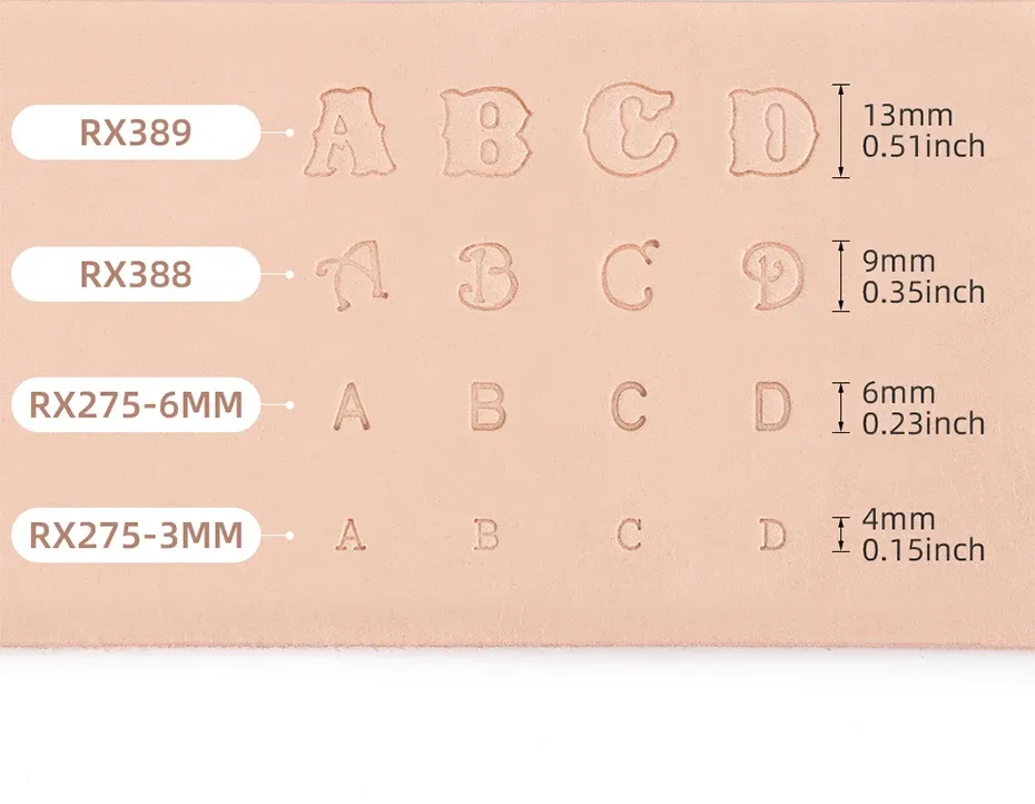 Lot de 39 tampons alphabet et symboles pour cuir