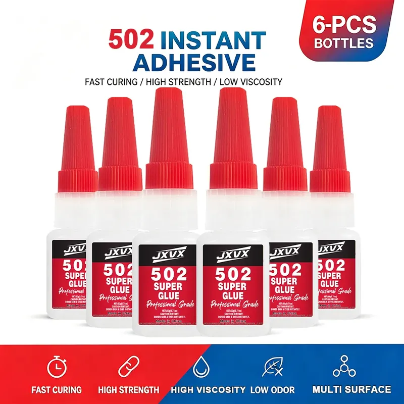 Lot de 6 colles fortes 20 g pour cuir, métal et plastique
