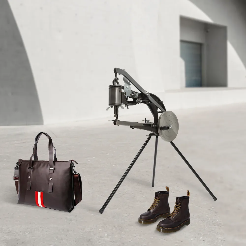 Machine à coudre chaussures cuir manuelle avec support