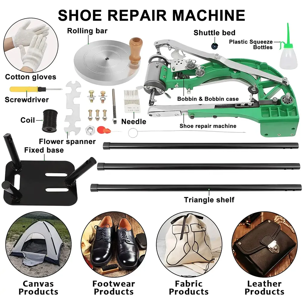 Machine à coudre cuir manuelle rotative pour réparation chaussures