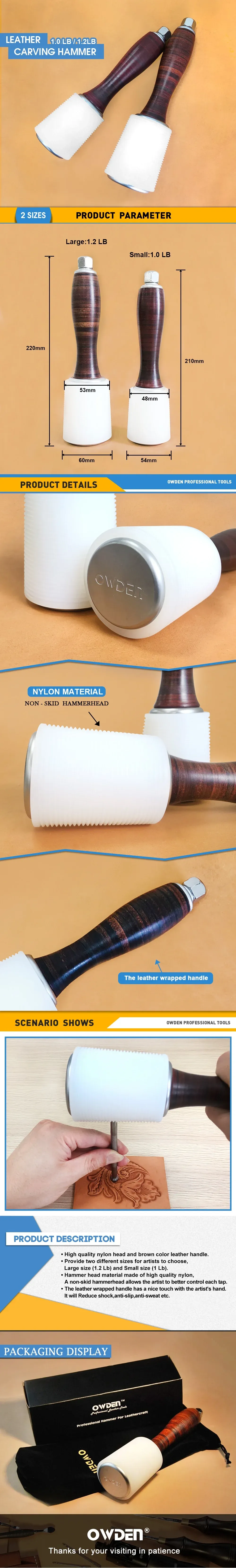 Marteau artisanal cuir nylon ergonomique 0,45 à 0,54 kg