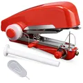 Mini machine à coudre manuelle pour cuir, portative – Couleur Red