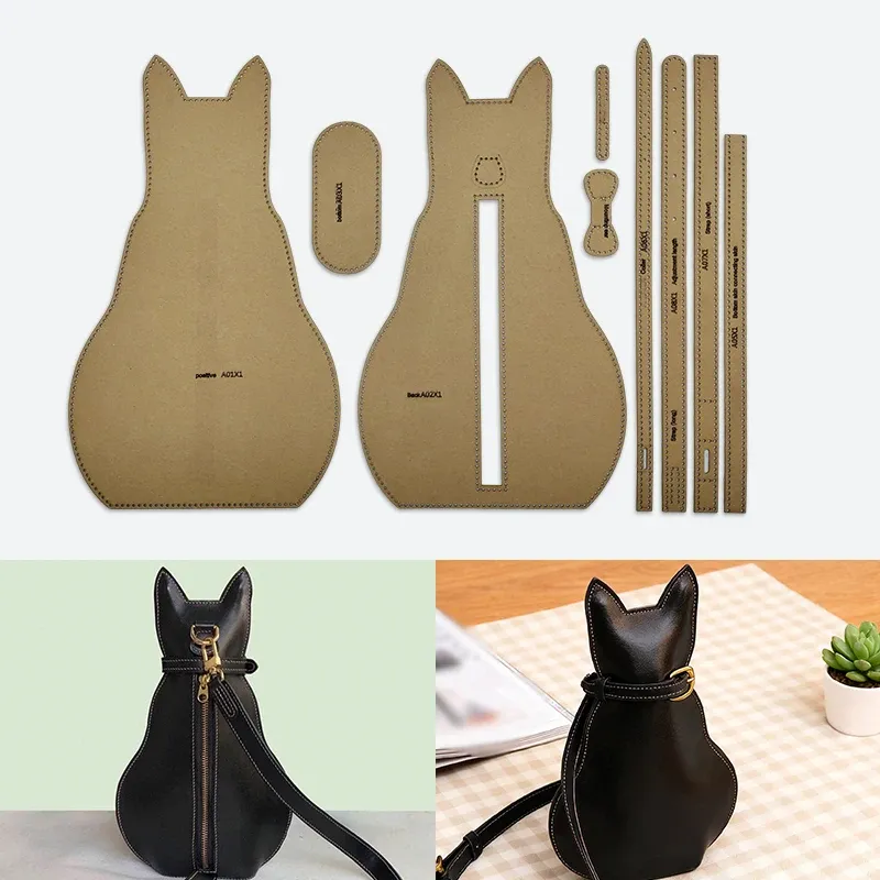 Modèle de sac poitrine chat en papier kraft fait main