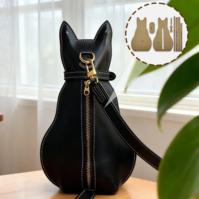Modèle de sac poitrine chat en papier kraft fait main