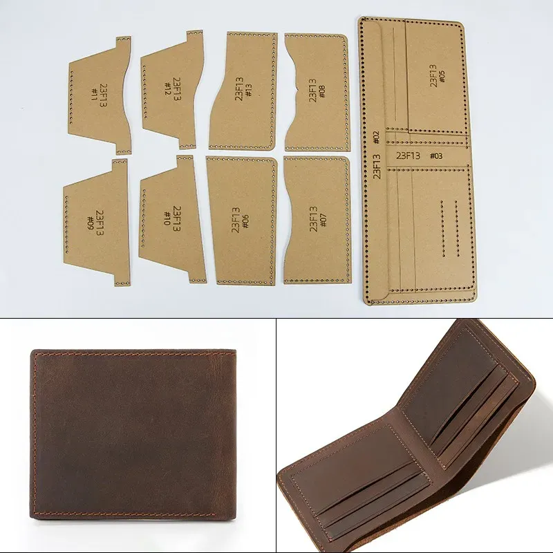 Modèle portefeuille court en papier pour artisanat du cuir