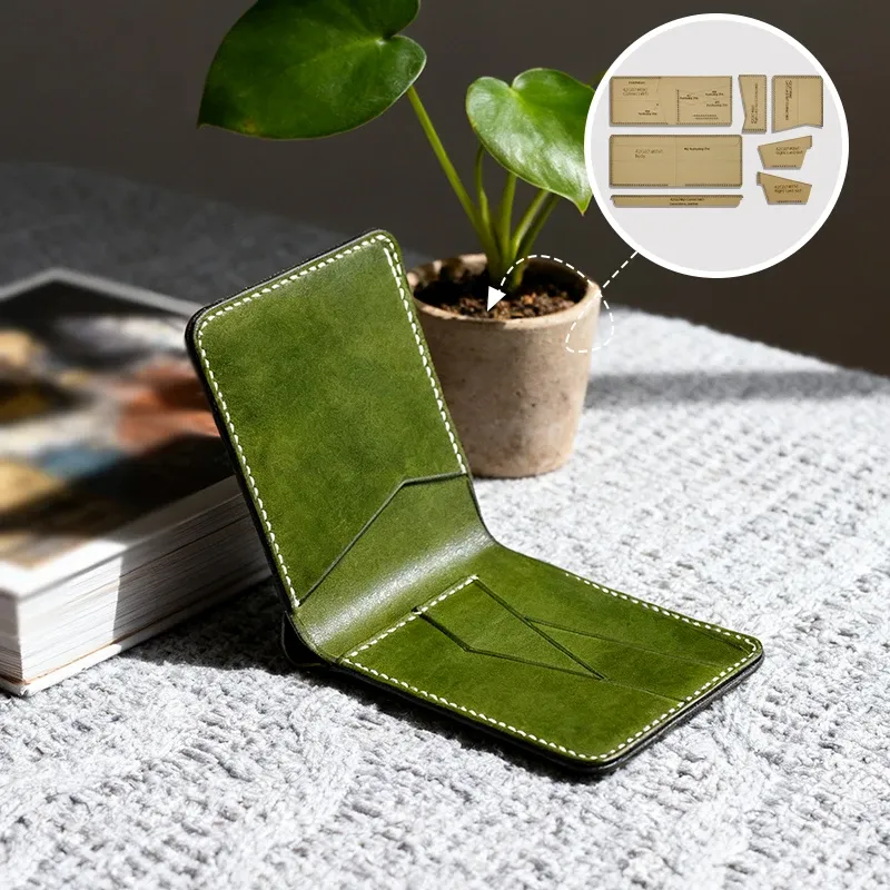 Modèle portefeuille court pliable en papier kraft 7 pièces