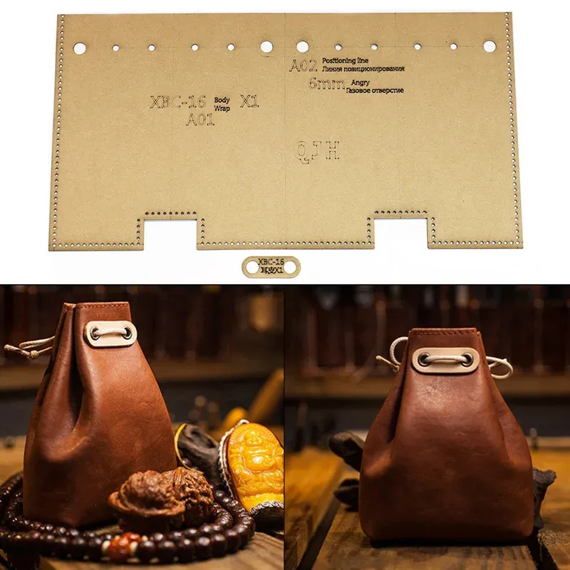 Modèle sac rangement en cuir papier kraft 16 cm