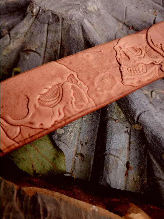 Moule de ceinture à motif crâne pour gaufrage cuir