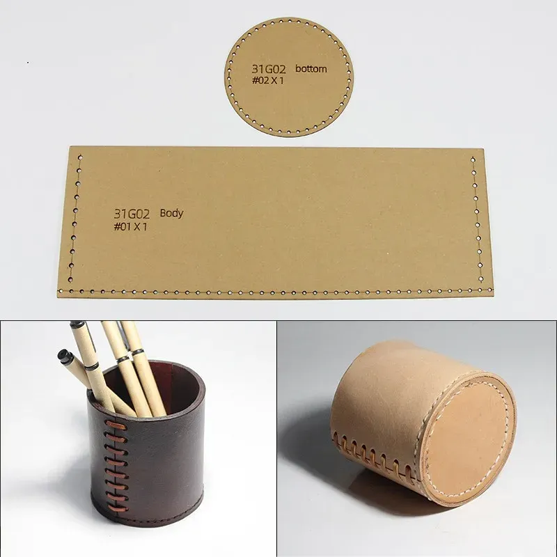 Moule en papier pour pot à stylo créatif en cuir fait main