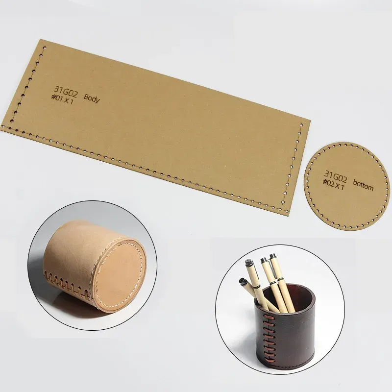 Moule en papier pour pot à stylo créatif en cuir fait main