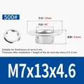 Œillets et rivets creux inox M4,5 à M7 – Color M7x13x4.6 (200set)