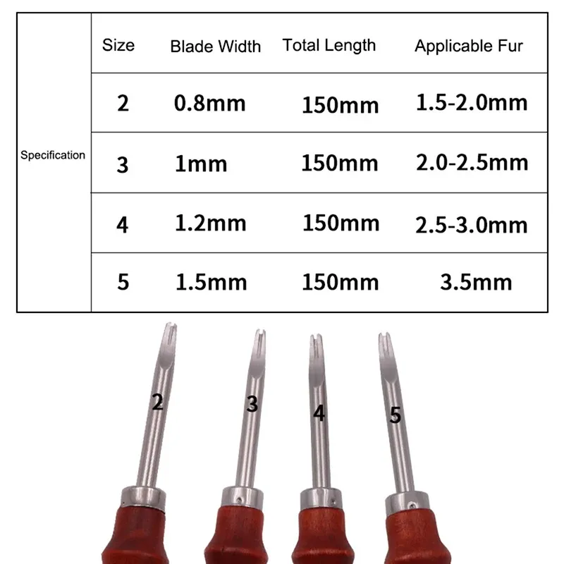 Outil chanfreinage bord cuir manche bois 0,8 à 1,5 mm
