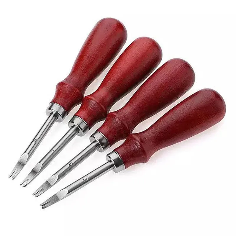 Outil chanfreinage bord cuir manche bois 0,8 à 1,5 mm
