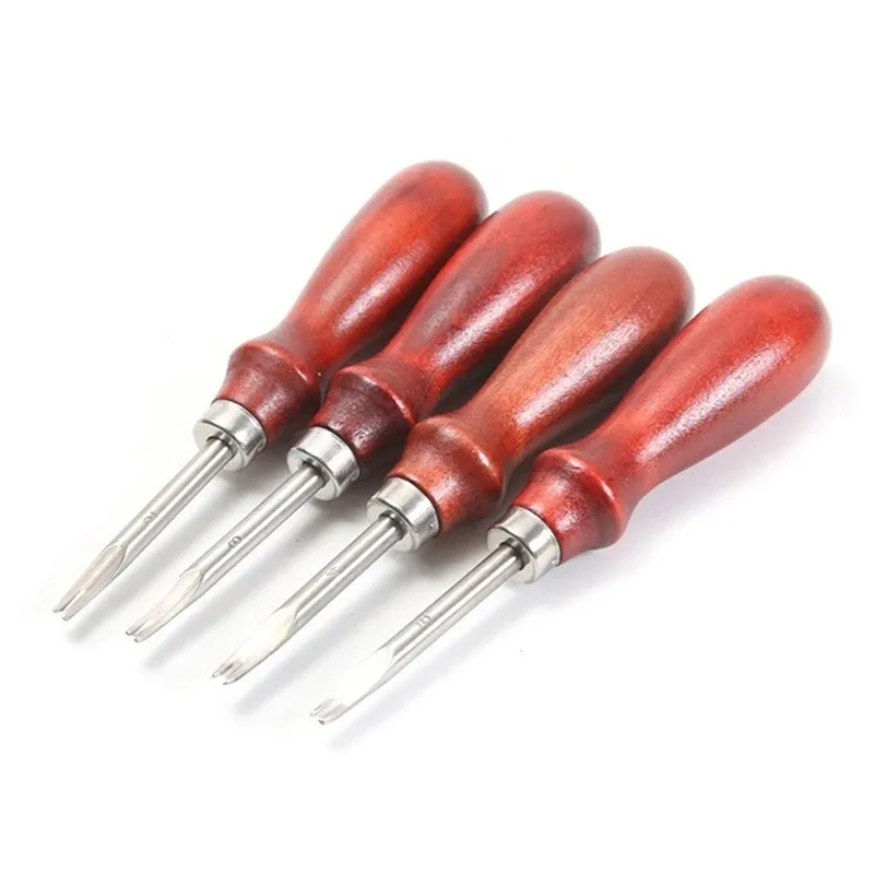 Outil chanfreinage bord cuir manche bois 0,8 à 1,5 mm