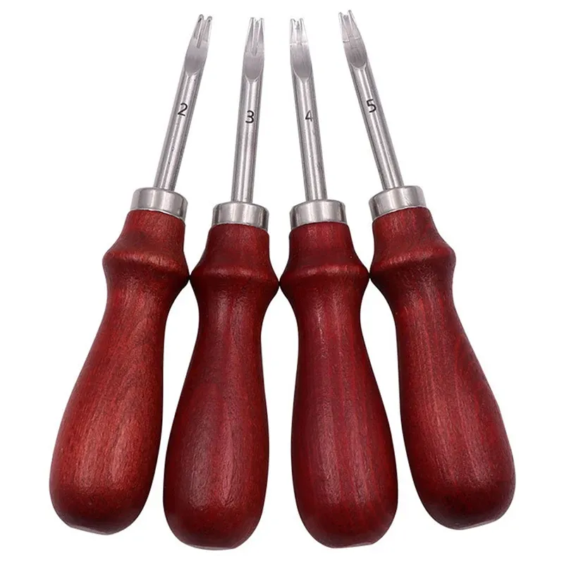 Outil chanfreinage bord cuir manche bois 0,8 à 1,5 mm