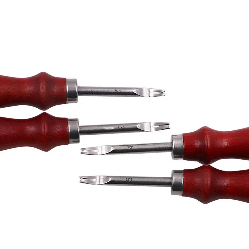 Outil chanfreinage bord cuir manche bois 0,8 à 1,5 mm
