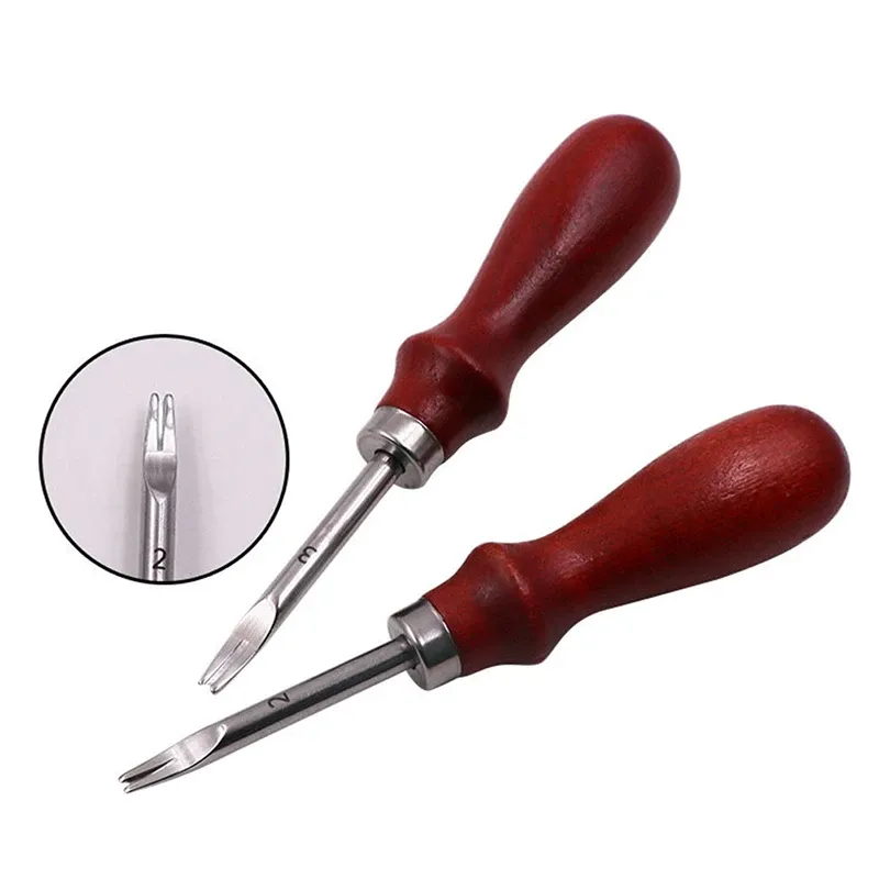 Outil chanfreinage bord cuir manche bois 0,8 à 1,5 mm