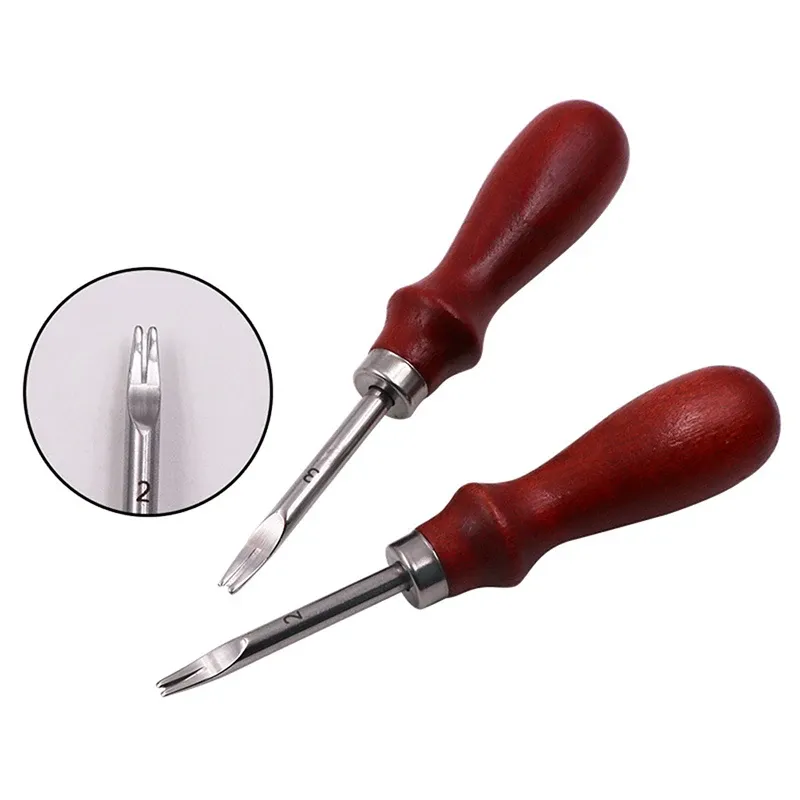 Outil chanfreinage bord cuir manche bois 0,8 à 1,5 mm