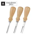 Outil coupe chanfreinage bord cuir manche bois – Couleur A - 4 6 8mm - 3Pcs