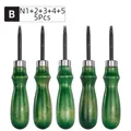 Outil coupe chanfreinage bord cuir manche bois – Couleur B - N1 2 3 4 5 -5Pcs