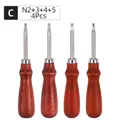 Outil coupe chanfreinage bord cuir manche bois – Couleur C - N2 3 4 5 - 4Pcs